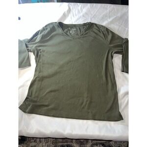 Chicos Ultimate Tee T Shirt Large Size 2 Womens Olive Green Cotton Fall Color244